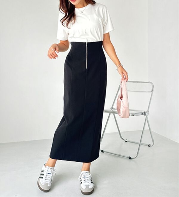 GeeRA（ジーラ）の「ＯＮ／ＯＦＦ使える！フロントファスナースカート（ロングスカート）」｜詳細画像