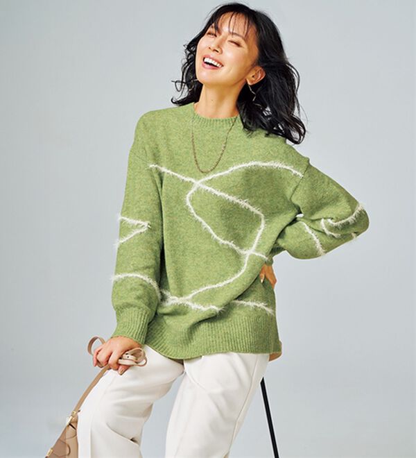 BELLUNA（ベルーナ）の「線描きジャカードニットプルオーバー（ニット・セーター）」｜詳細画像