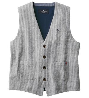 「羽織って納得！涼感サッカーベスト（メンズベスト）」｜グレー