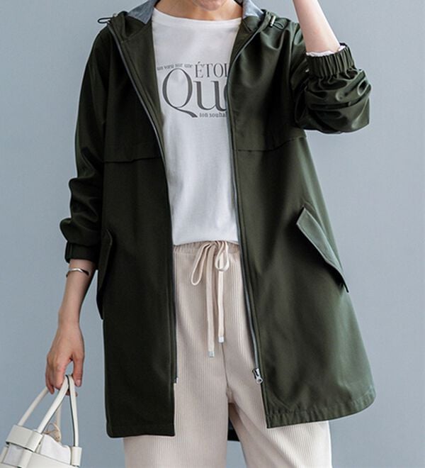 BELLUNA（ベルーナ）の「はっ水加工ボンディング素材ロング丈パーカー（ハーフコート）」｜詳細画像