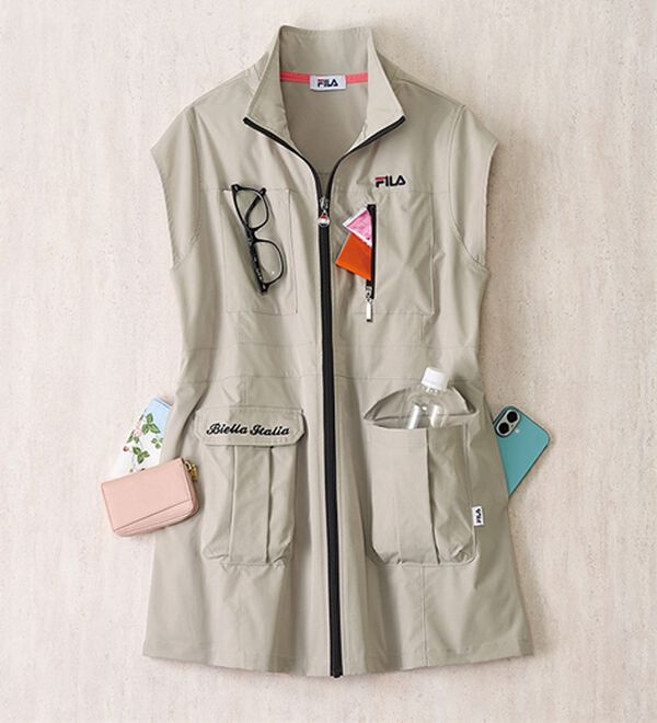 ルフラン（ルフラン）の「＜ＦＩＬＡ＞キャップスリーブお散歩ベスト（ベスト）」｜ベージュ