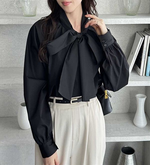 GeeRA（ジーラ）の「ボリュームボウタイブラウス（ブラウス）」｜詳細画像