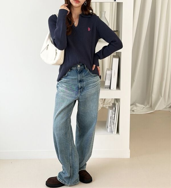 GeeRA（ジーラ）の「【U.S. POLO ASSN.】ポロ衿リブニット（ニット・セーター）」｜詳細画像