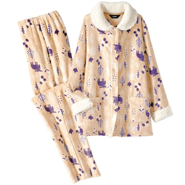 BELLUNA（ベルーナ）の「＜ｍｏｚ＞北欧柄ルームウェア上下セット（パジャマ・ルームウェア）」｜ベージュ