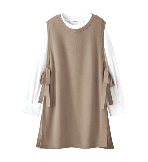 BELLUNA（ベルーナ）の「あぜ素材サイドリボンベストアンサンブル（アンサンブル）」｜詳細画像