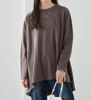 RANAN（ラナン）の「＜ＢＣ＞綿１００％ひんやりフレアーシルエットチュニック（カットソー）」｜チャコール