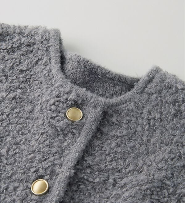 RANAN（ラナン）の「ゴールド調ボタンループ編みニットジャケット（ニットカーディガン）」｜詳細画像