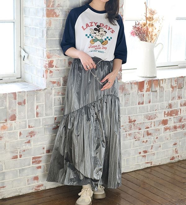 BELLUNA（ベルーナ）の「＜Ｄｉｓｎｅｙ＞【ミッキー】プリント７分丈ラグランＴシャツ（カットソー）」｜詳細画像