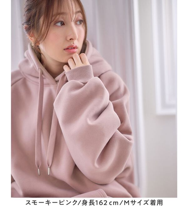 alotta（アロッタ）の「あったか裏起毛パフ袖ゆったりパーカー（パーカー）」｜詳細画像