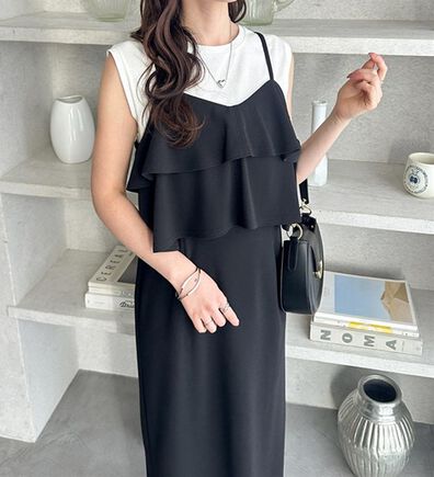 GeeRA（ジーラ）の「フリルキャミワンピース（カットソーワンピース）」