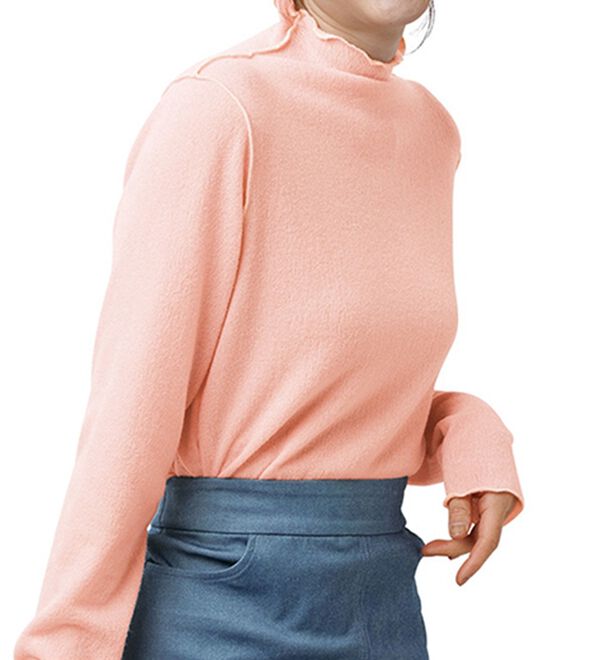 RANAN（ラナン）の「前後２ＷＡＹ！メロウ使いニットソーフリルプルオーバー（カットソー）」｜ピンク