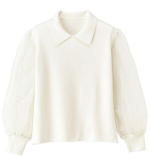 RANAN（ラナン）の「ドットチュール袖ニット（ニット・セーター）」｜ホワイト