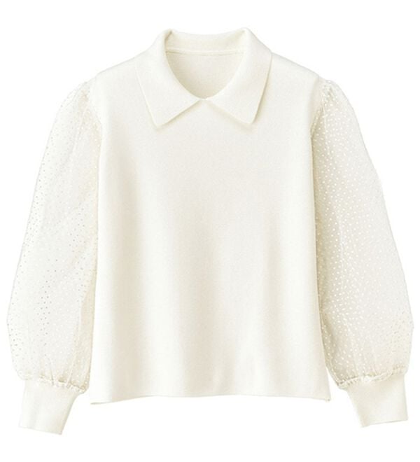 RANAN（ラナン）の「ドットチュール袖ニット（ニット・セーター）」｜ホワイト