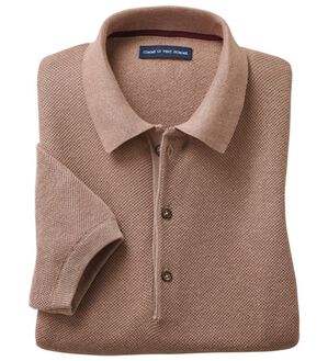 「＜コムルヴァン・オム＞大人の逸品！ざっくり編みのニットポロシャツ（メンズシャツ）」｜モカ