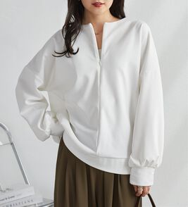 RANAN（ラナン）の「ハーフジップコクーン長袖チュニック（カットソー）」