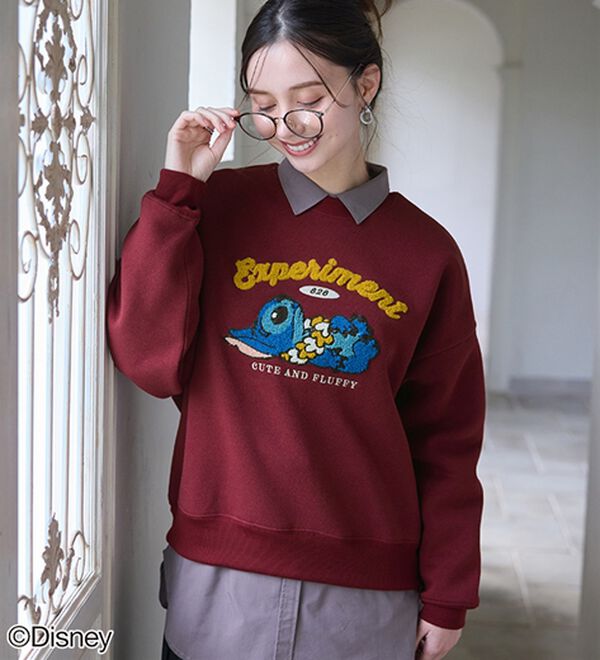 BELLUNA（ベルーナ）の「＜Ｄｉｓｎｅｙ＞【スティッチ】さがら刺しゅう裏起毛ゆったりトレーナー（トレーナー・スウェット）」｜詳細画像