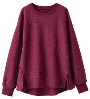 BELLUNA（ベルーナ）の「花柄ふくれジャカードプルオーバー（カットソー）」｜ボルドー