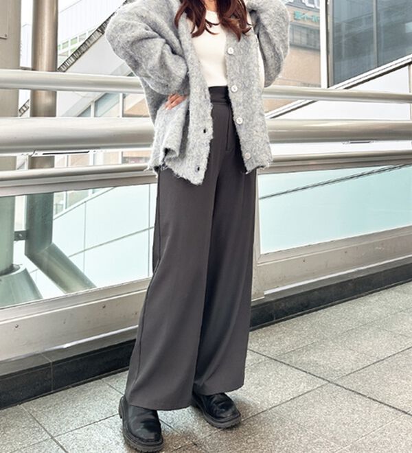 GeeRA（ジーラ）の「着心地抜群！ハイウエストダブルタックワイドパンツ（フルレングスパンツ）」｜詳細画像