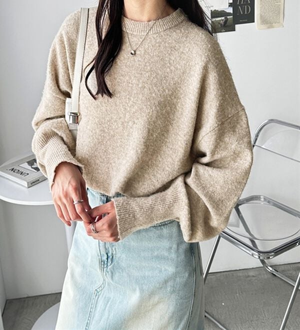 GeeRA（ジーラ）の「ゆるっと柔らか！袖ボリュームメランジニット（ニット・セーター）」｜詳細画像