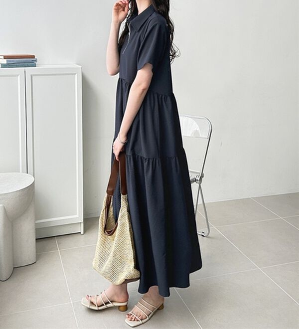 GeeRA（ジーラ）の「サッカーティアードハーフジップワンピース（その他ワンピース）」｜詳細画像