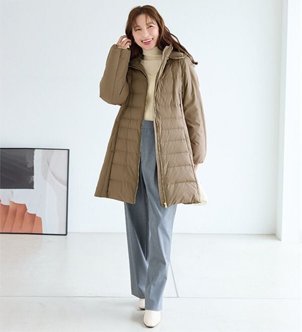 BELLUNA（ベルーナ）の「細見え！フレンチダウン使いダブルステッチロング丈コート（ロングコート）」｜詳細画像