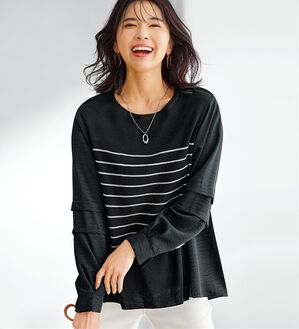 BELLUNA（ベルーナ）の「ニット切替袖タックプルオーバー（ニット・セーター）」｜詳細画像