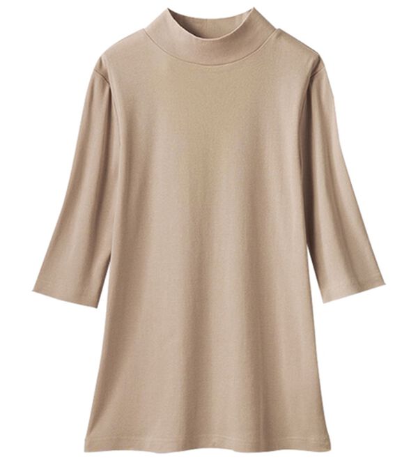 LAVIENNE（ラヴィエンヌ）の「【医師オススメ】ＵＶカット綿１００％ハイネックプルオーバー（５分袖）＜カラフルコットン＞（肌着・インナーウェア）」｜モカ