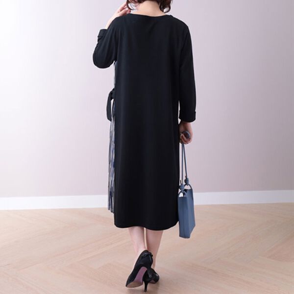 BELLUNA（ベルーナ）の「サイドプリーツデザインワンピース（カットソーワンピース）」｜詳細画像