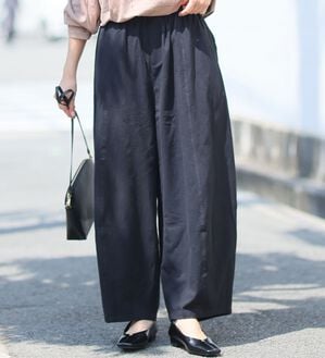 A HAPPY MARILYN（アハッピーマリリン）の「【Ｌ～８Ｌ】綿１００％ さらっと優しいコットン バレルレッグパンツ カーブパンツ 選べる２丈（ワイドパンツ・ガウチョ）」｜詳細画像