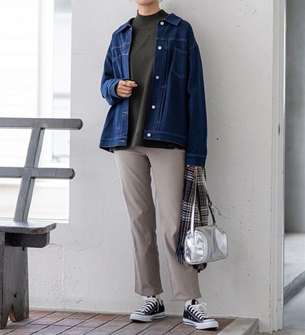 BELLUNA（ベルーナ）の「【選べる裏起毛】静電気防止！ヘリンボーンブーツカットパンツ（フルレングスパンツ）」｜詳細画像