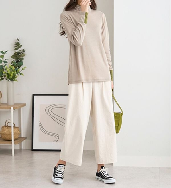 BELLUNA（ベルーナ）の「サラもち！快適ビンテージ調素材ワイドパンツ（ワイドパンツ・ガウチョ）」｜詳細画像