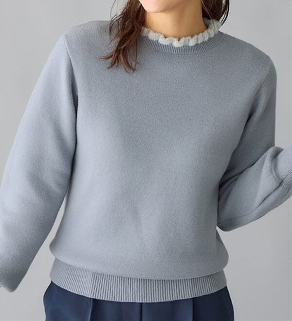 alotta（アロッタ）の「毛布のように温かい　裏シャギーパフ袖ニット（ニット・セーター）」｜詳細画像