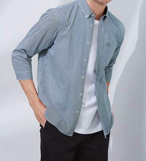 「＜アーノルド　パーマー＞シアサッカーデザインシャツ（長袖・７分袖）（メンズシャツ）」｜詳細画像