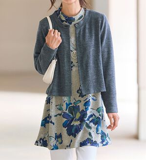 BELLUNA（ベルーナ）の「起毛プリントチュニックアンサンブル（チュニック）」｜杢ネイビー／杢グレー系