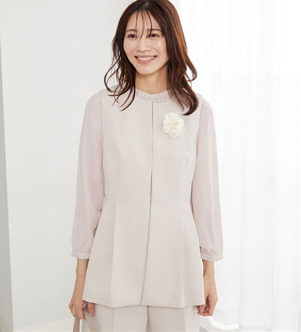 BELLUNA（ベルーナ）の「＜Ｃ／Ｓ＞ノーカラーペプラムジレ（ベスト）」｜詳細画像