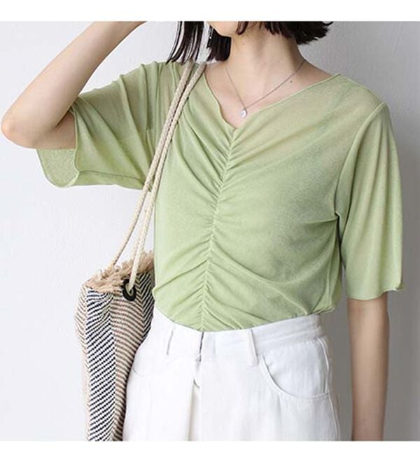 GeeRA（ジーラ）の「Ｖネックシャーリングカットソー（カットソー）」｜詳細画像