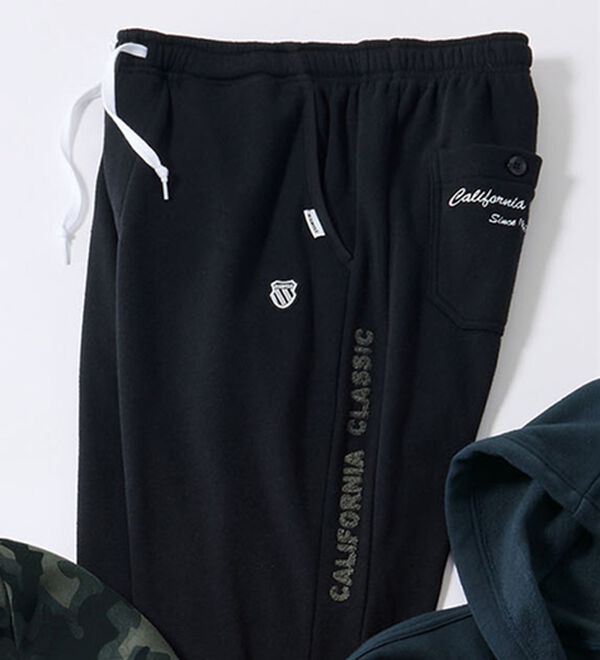 「＜ケー・スイス＞差がつく着こなし！裏起毛リラックスパンツ（メンズフルレングスパンツ）」｜ブラック