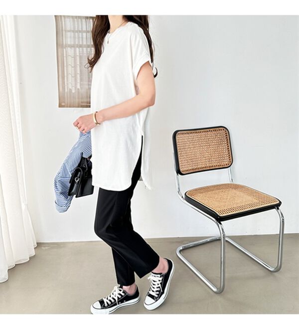 GeeRA（ジーラ）の「綿１００％フレンチスリーブチュニックＴシャツ（カットソー）」｜詳細画像