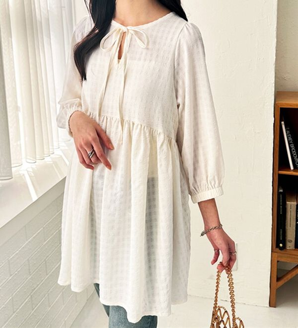 GeeRA（ジーラ）の「前後２ＷＡＹチェックペプラムチュニック（チュニック）」｜詳細画像