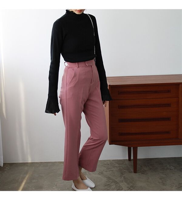 GeeRA（ジーラ）の「プリーツ付ハイネックリブニットトップス（ニット・セーター）」｜詳細画像