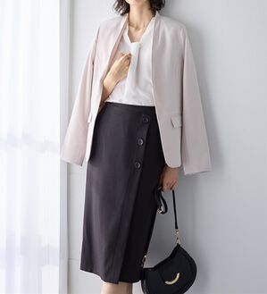 GeeRA（ジーラ）の「【２点】単品使いもできる！ベーシックブラウス＆スカートセットアップ（スカートスーツ）」｜ブラック系