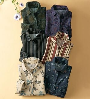 BELLUNA（ベルーナ）の「綿１００％柔らかコーデュロイプリントシャツチュニック（シャツ）」｜詳細画像