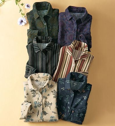 BELLUNA（ベルーナ）の「綿１００％柔らかコーデュロイプリントシャツチュニック（シャツ）」