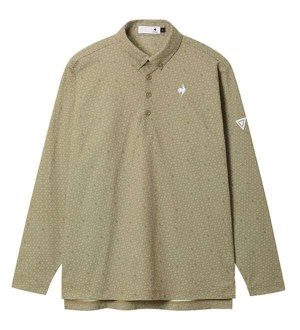「ＬＣＳ）トライアングルプリント長袖シャツ（メンズポロシャツ）」｜ベージュ