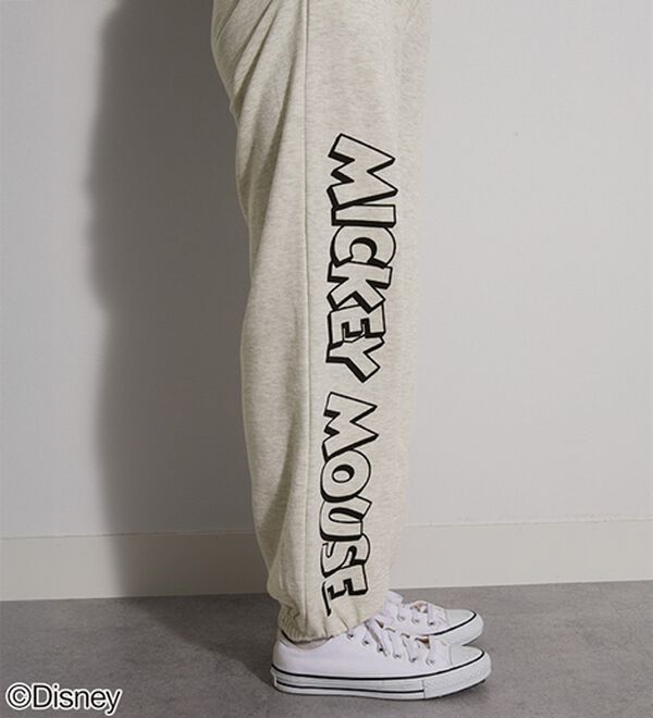 BELLUNA（ベルーナ）の「＜Ｄｉｓｎｅｙ＞【ミッキー】ロゴプリント裏起毛スウェットパンツ（ワイドパンツ・ガウチョ）」｜詳細画像