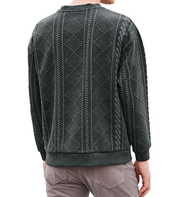 「ケーブル柄ジャカードトレーナー（メンズトレーナー）」｜詳細画像