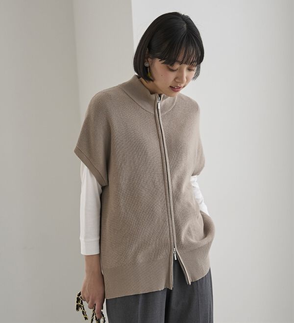 BELLUNA（ベルーナ）の「綿１００％ダブルジップニットベスト（ベスト）」｜詳細画像