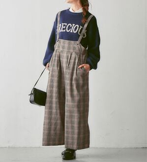 Viola e Viola（ヴィオラ エ ヴィオラ）の「ゆるサロペットワイドパンツ（オールインワン）」｜ブラウン系