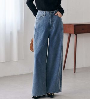 RANAN（ラナン）の「配色サイドフリンジワイドデニム（フルレングスパンツ）」｜詳細画像