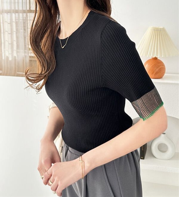 GeeRA（ジーラ）の「『ドラマ着用商品』 袖口シアーリブニット（ニット・セーター）」｜詳細画像